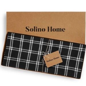 Solino Home 14 x 72 in Marseille Plaid Table Runner Black Color